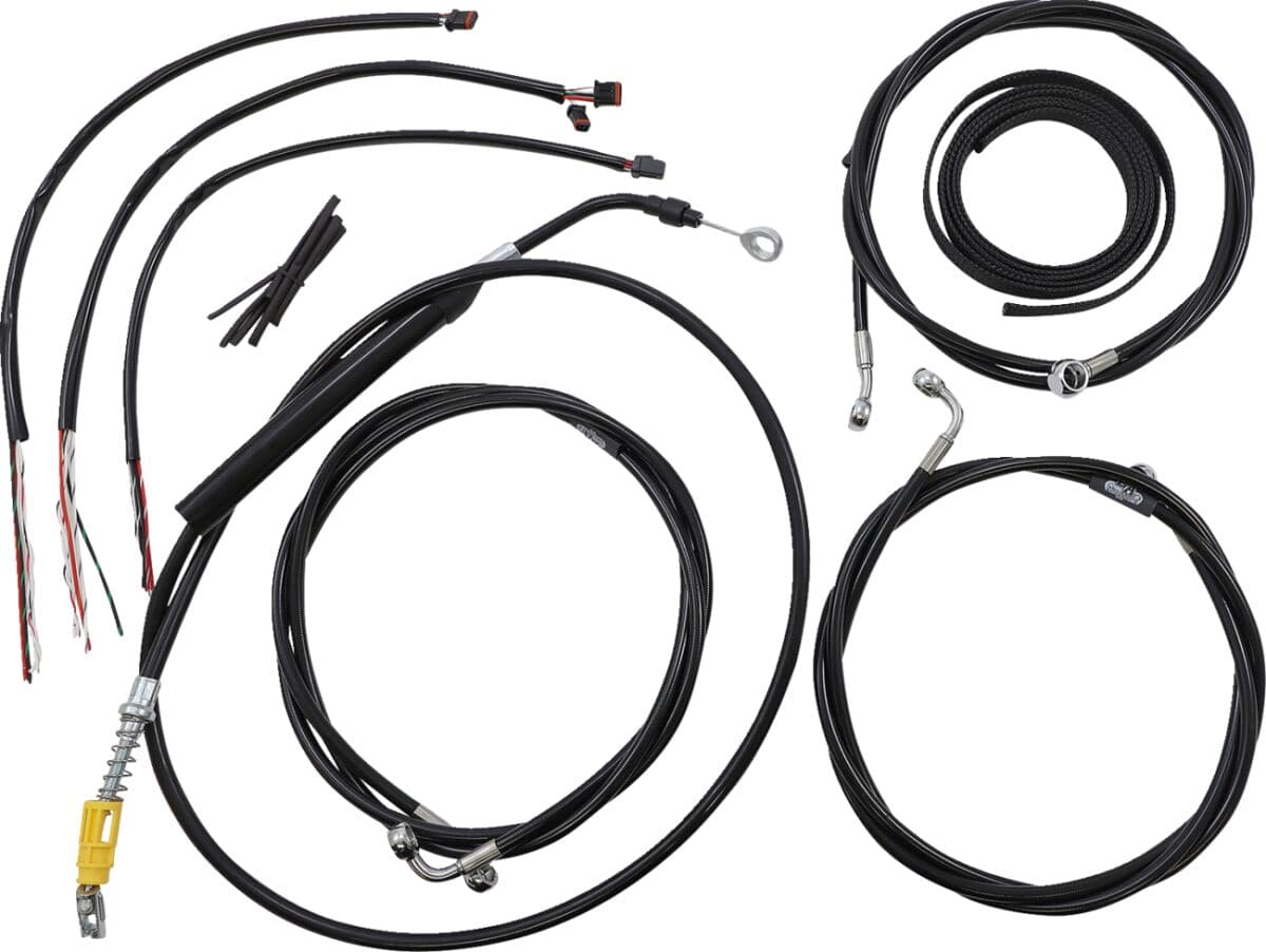 Complete Black Vinyl Braided Handlebar Cable/Brake Line Kit