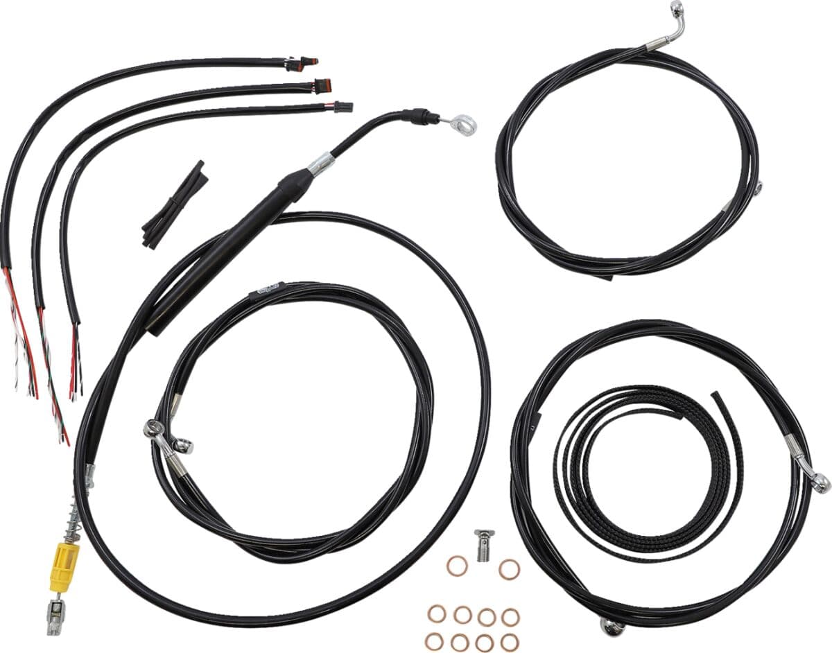 Complete Black Vinyl Braided Handlebar Cable/Brake Line Kit