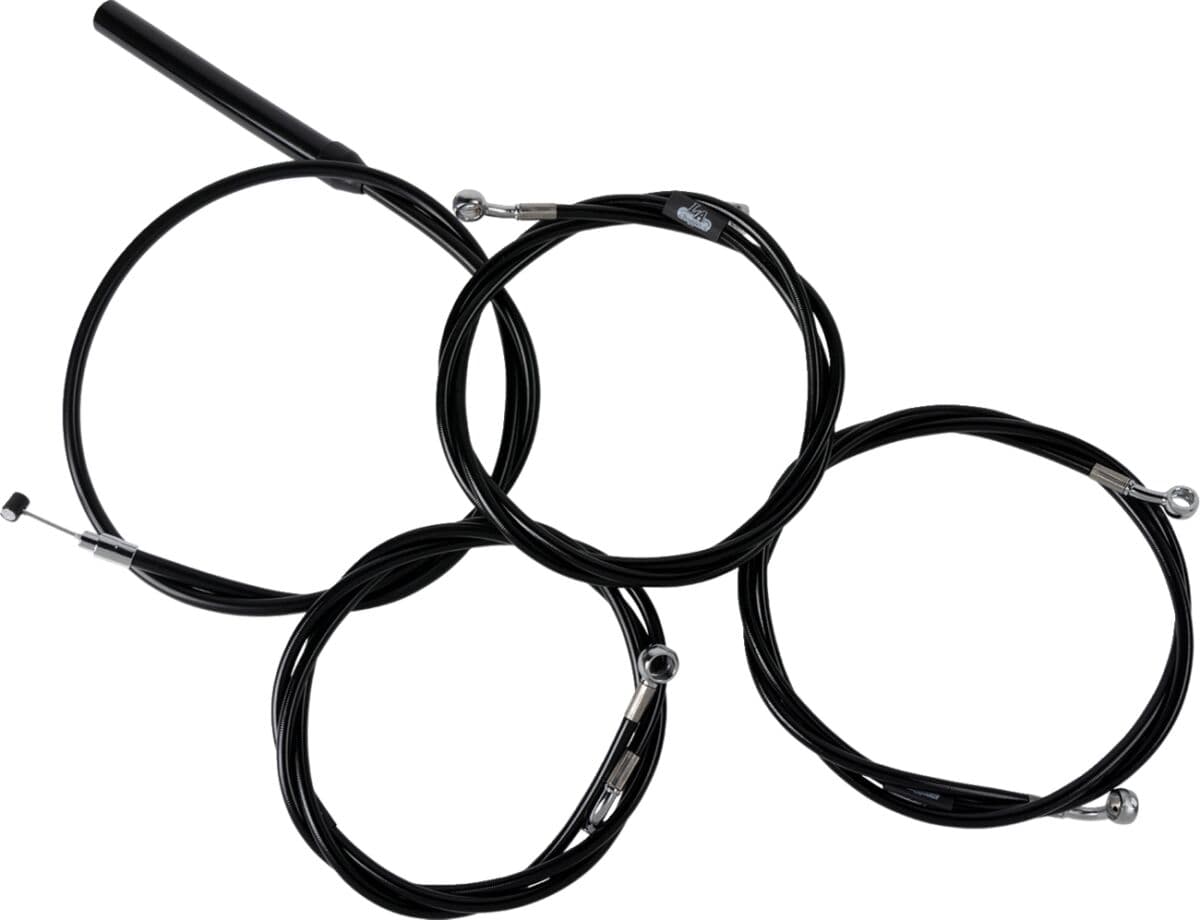 Complete Black Vinyl Braided Handlebar Cable/Brake Line Kit