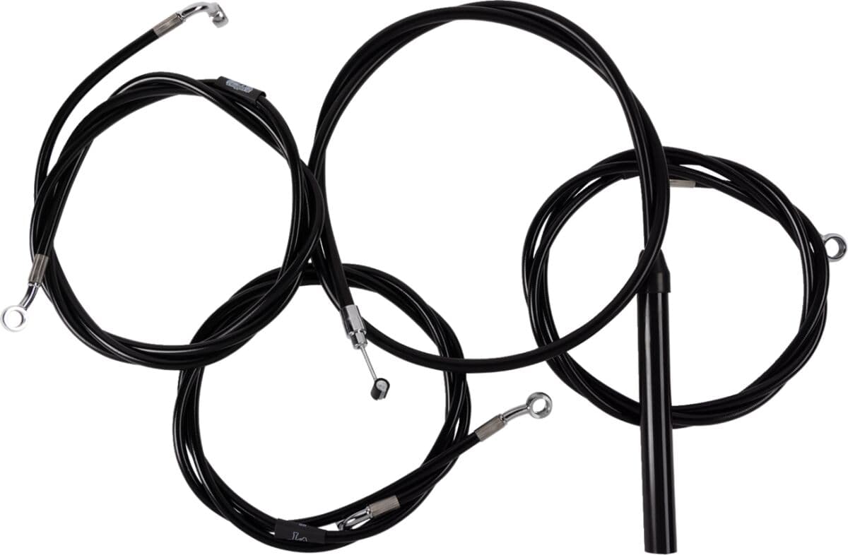 Complete Black Vinyl Braided Handlebar Cable/Brake Line Kit