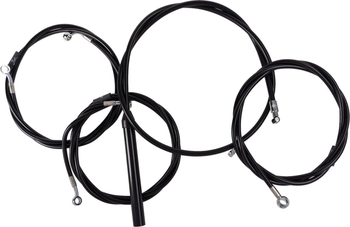 Complete Black Vinyl Braided Handlebar Cable/Brake Line Kit
