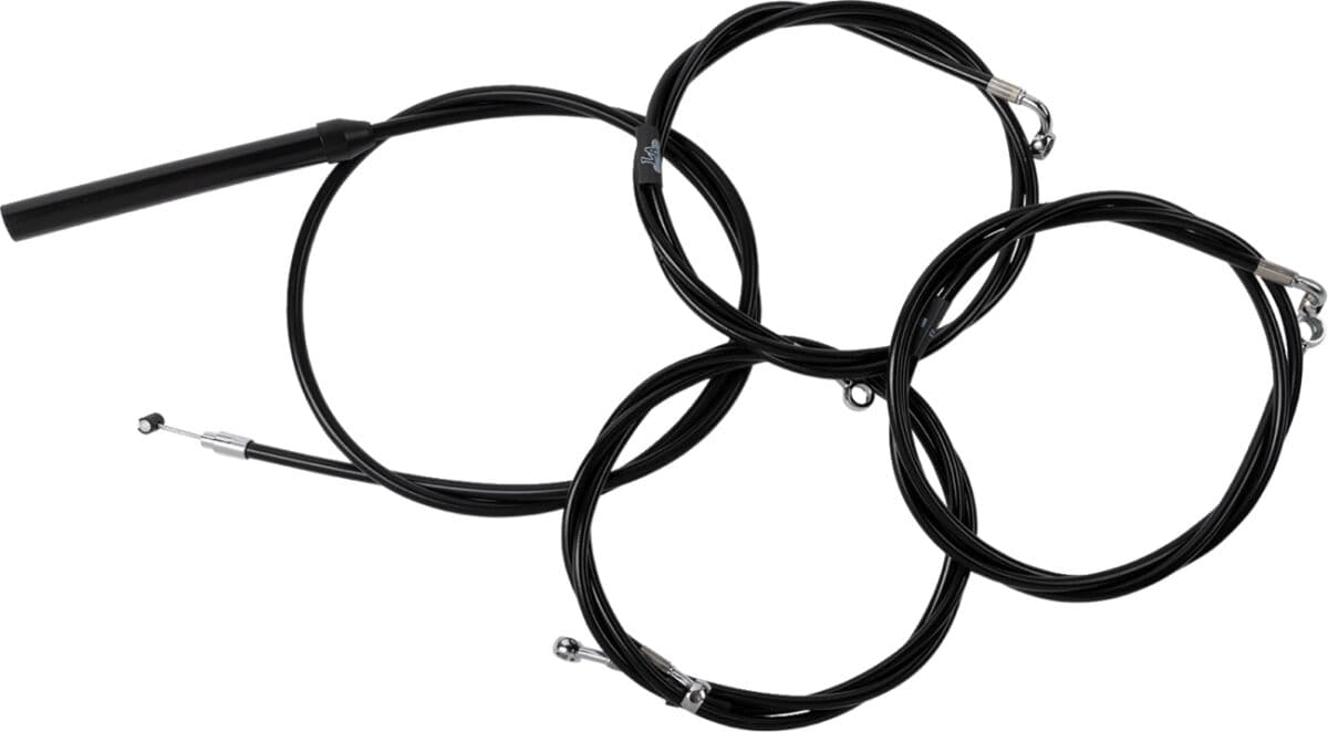 Complete Black Vinyl Braided Handlebar Cable/Brake Line Kit