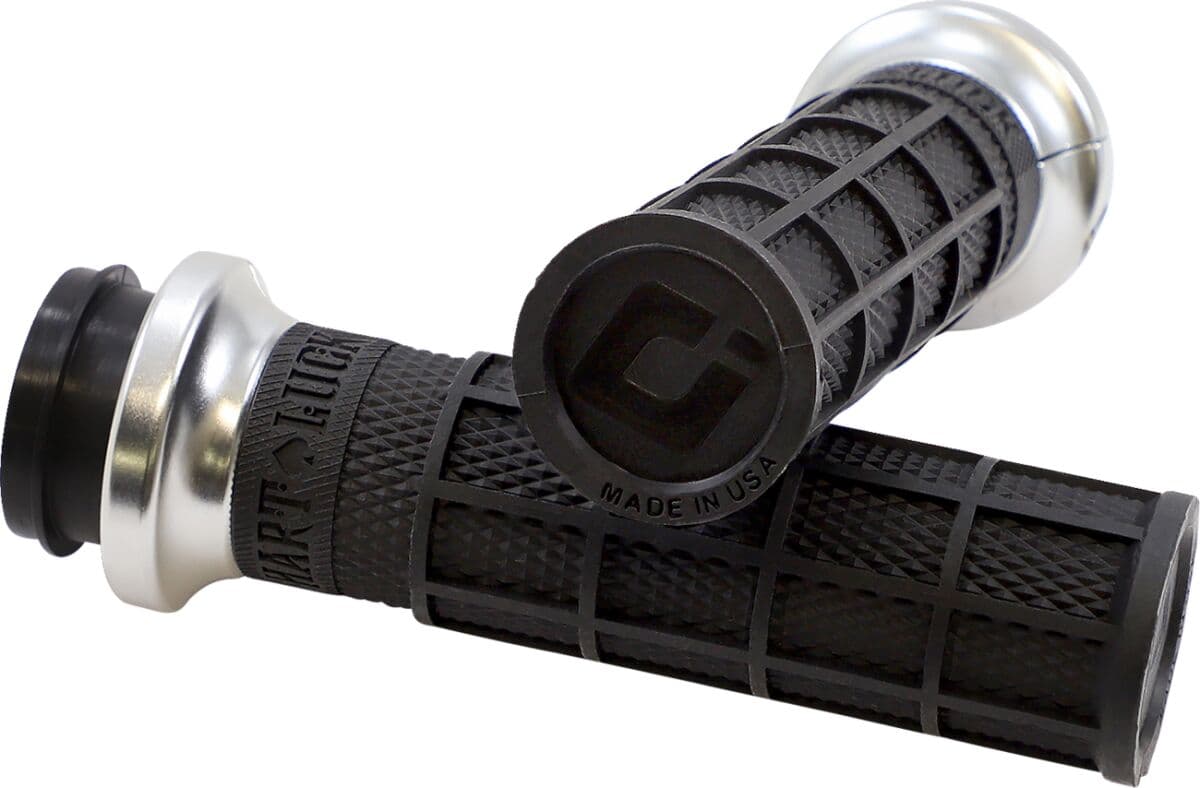 Hart-Luck Signature V-Twin Lock-On™ Grips Black| Silver
