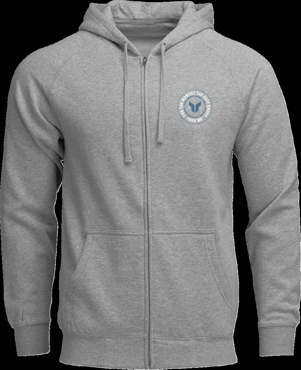Badge Zip-Up Hoodie Gray