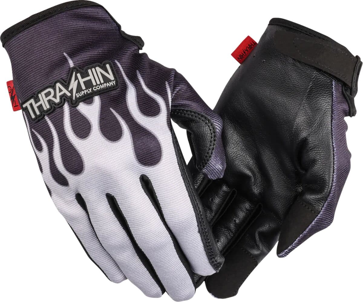 Stealth Leather Palm Flame Gloves Gray