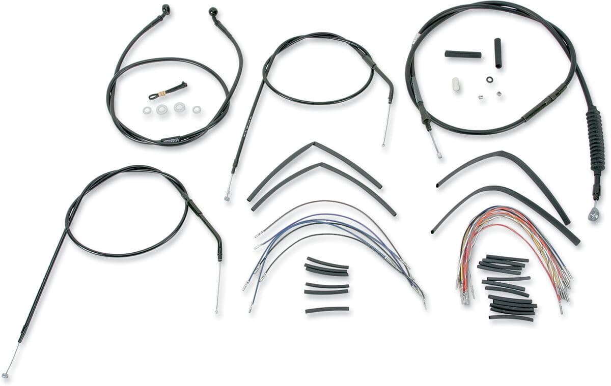 Complete Black Vinyl Handlebar Cable/Line Kit for Ape Hangers