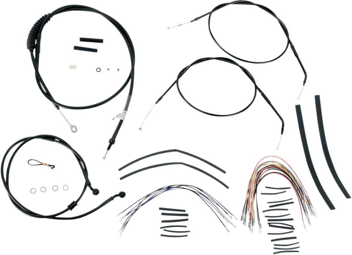 Complete Black Vinyl Handlebar Cable/Line Kit for Ape Hangers