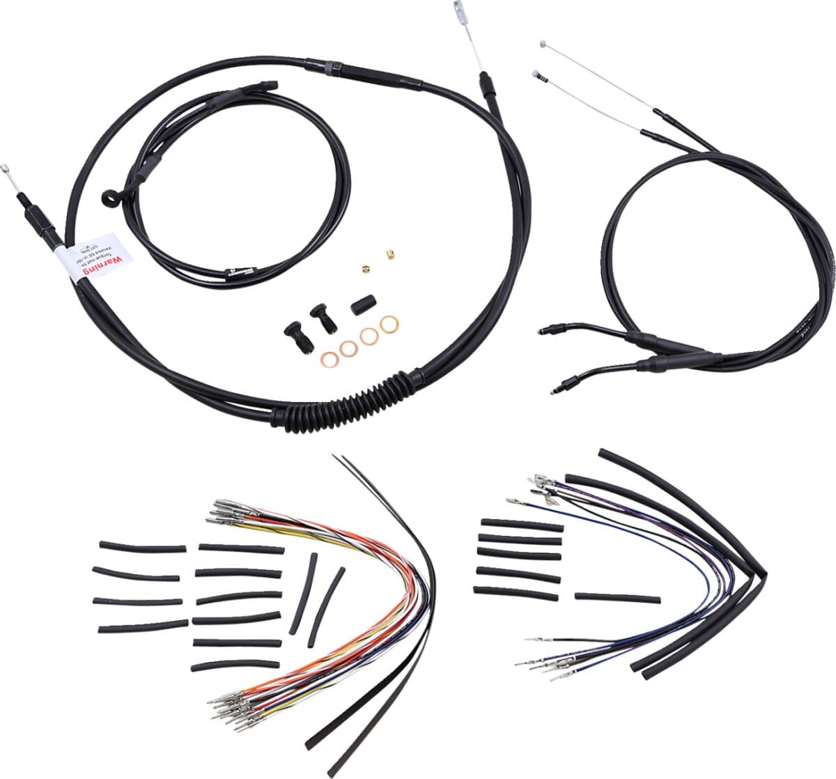 Complete Black Vinyl Handlebar Cable/Line Kit for Ape Hangers