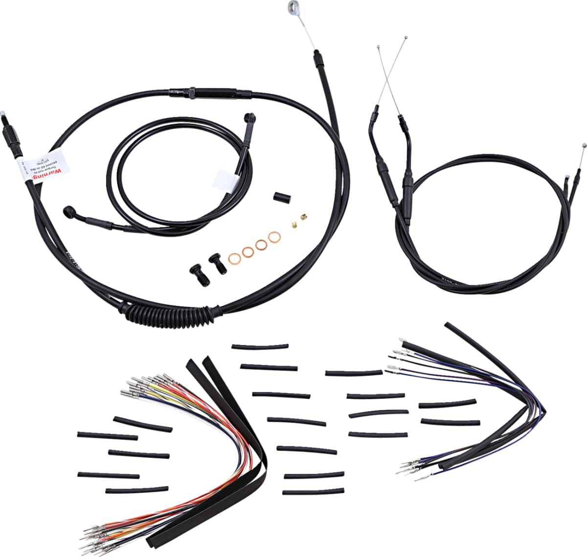 Complete Black Vinyl Handlebar Cable/Line Kit for Ape Hangers