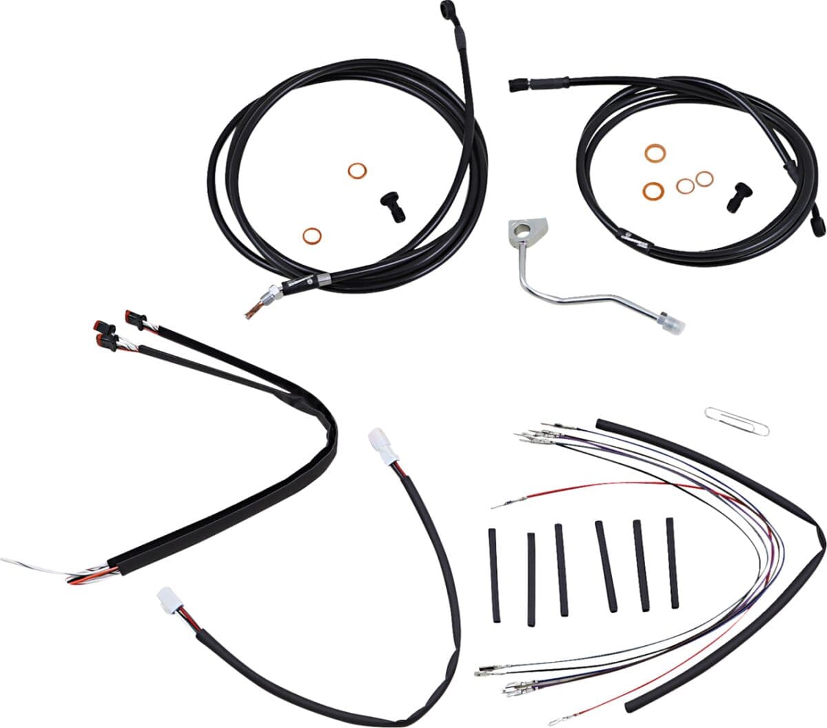 Complete Black Vinyl Handlebar Cable/Line Kit for Ape Hangers