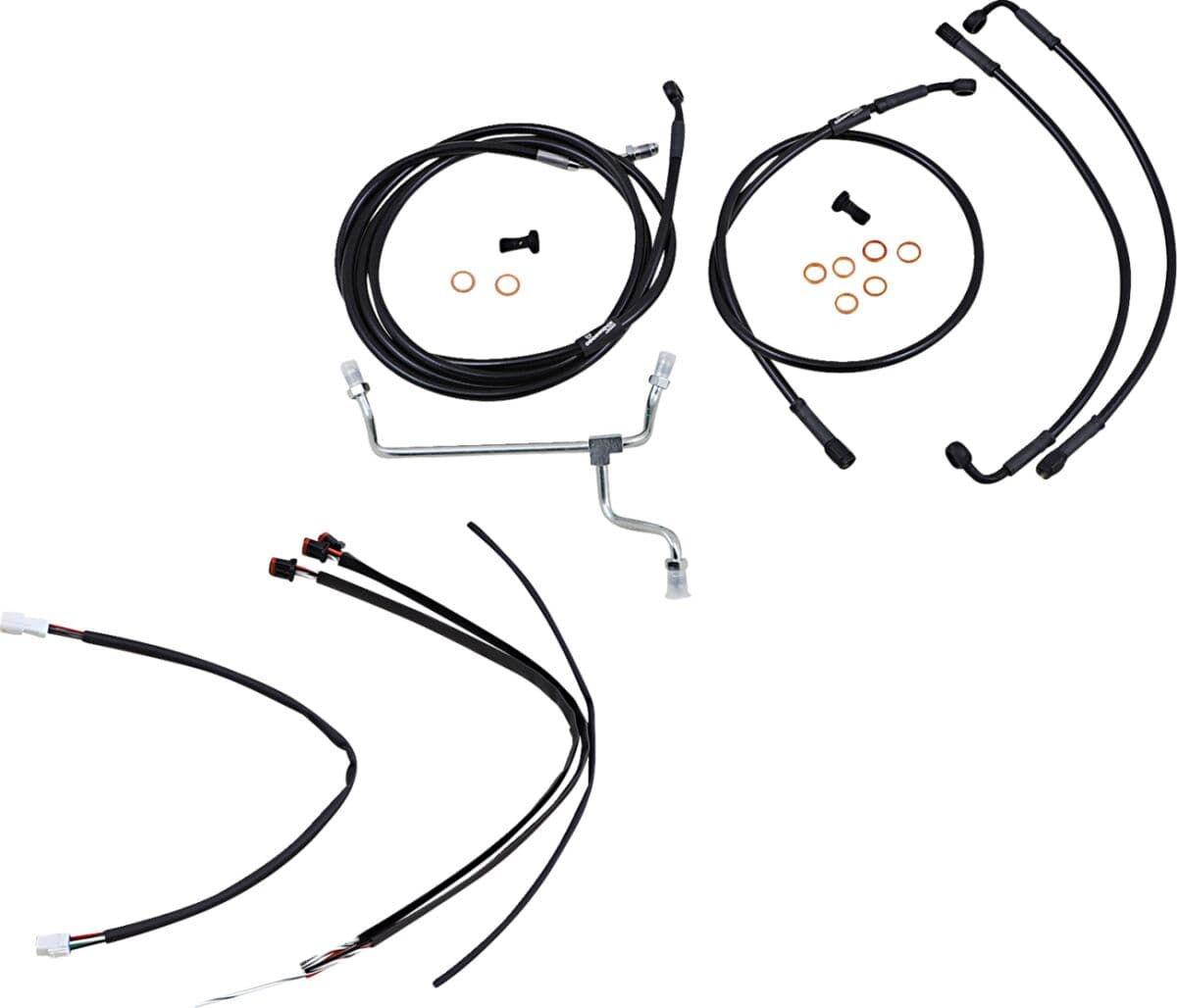 Complete Black Vinyl Handlebar Cable/Line Kit for Ape Hangers