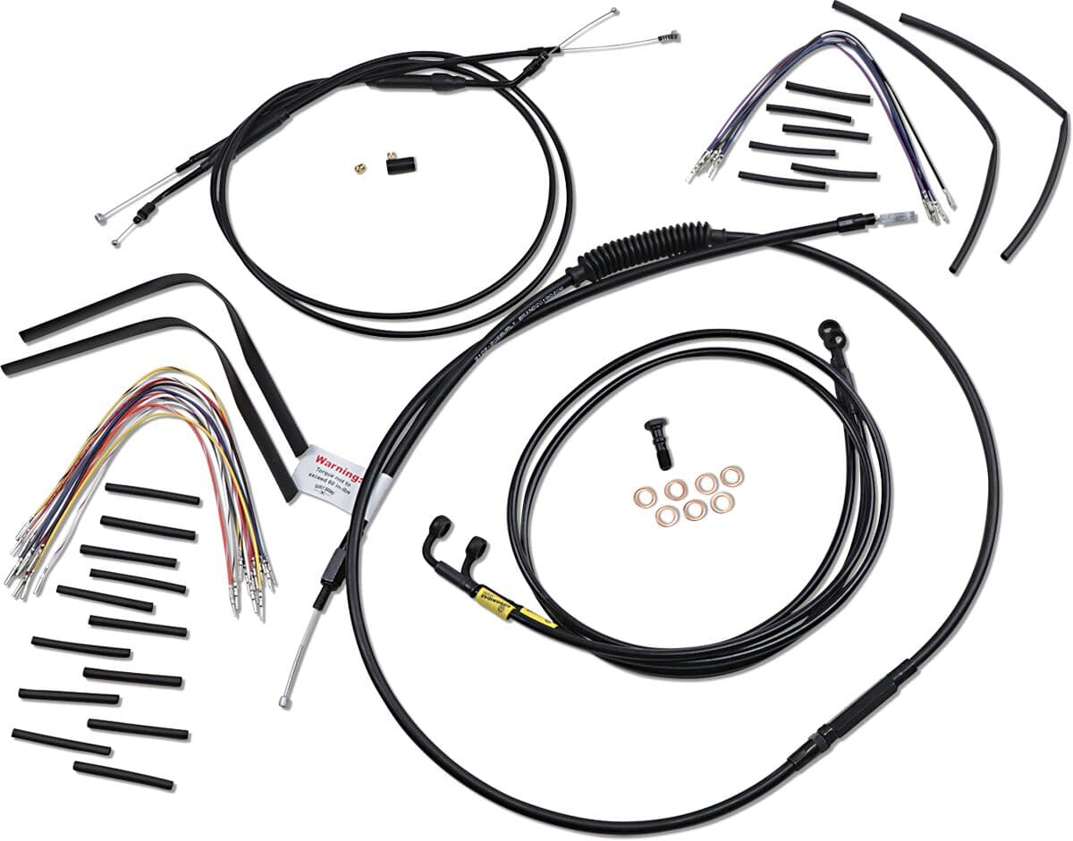 Complete Black Vinyl Handlebar Cable/Line Kit for Ape Hangers