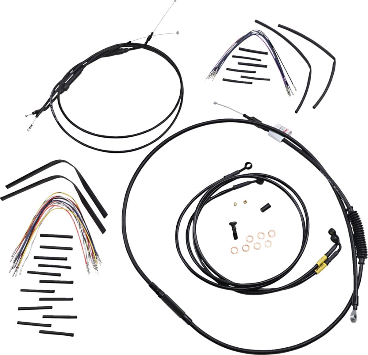Complete Black Vinyl Handlebar Cable/Line Kit for Ape Hangers