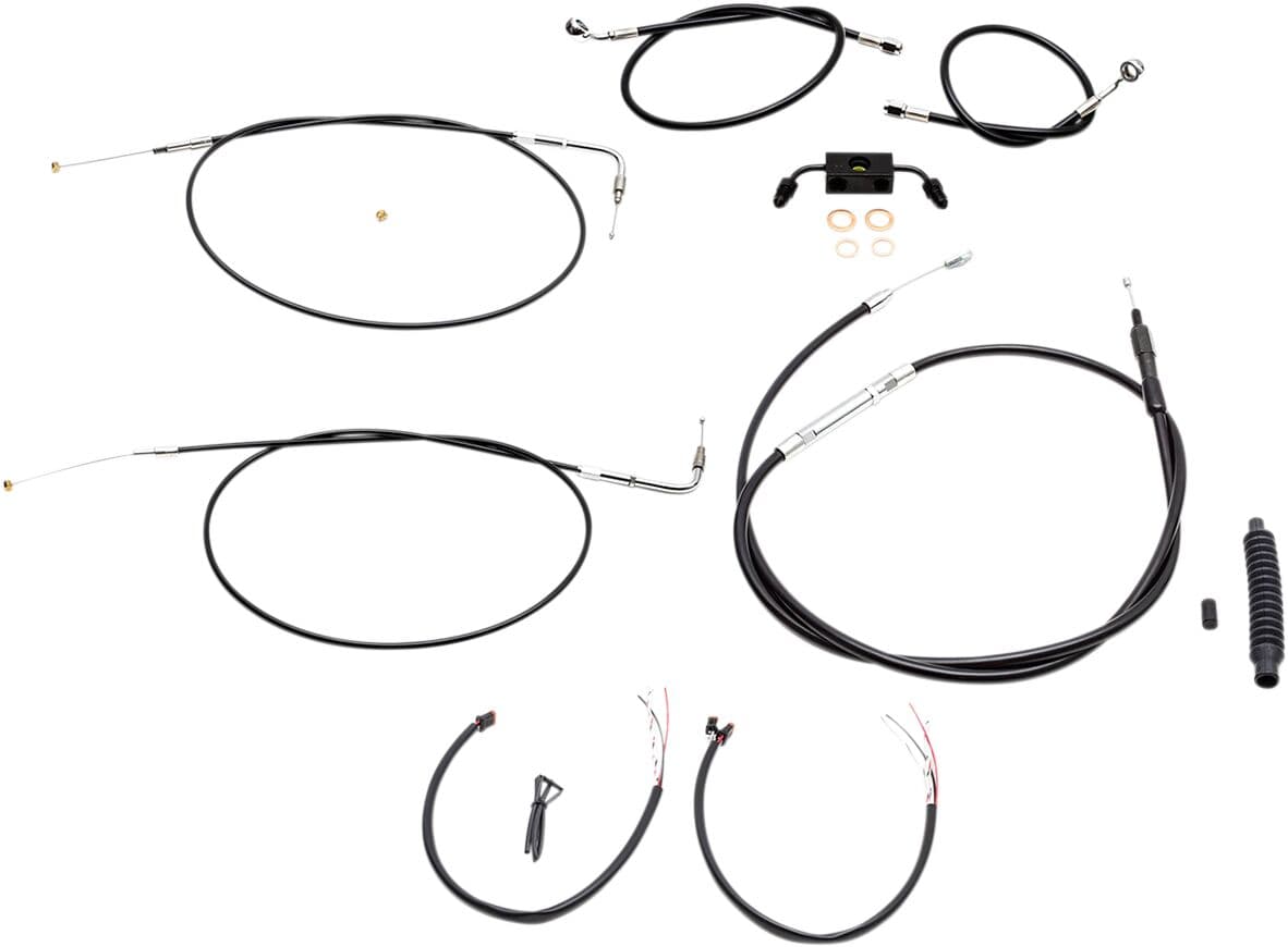 Complete Black Vinyl Braided Handlebar Cable/Brake Line Kit