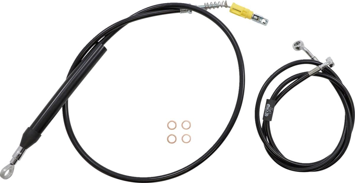 Complete Black Vinyl Braided Handlebar Cable/Brake Line Kit