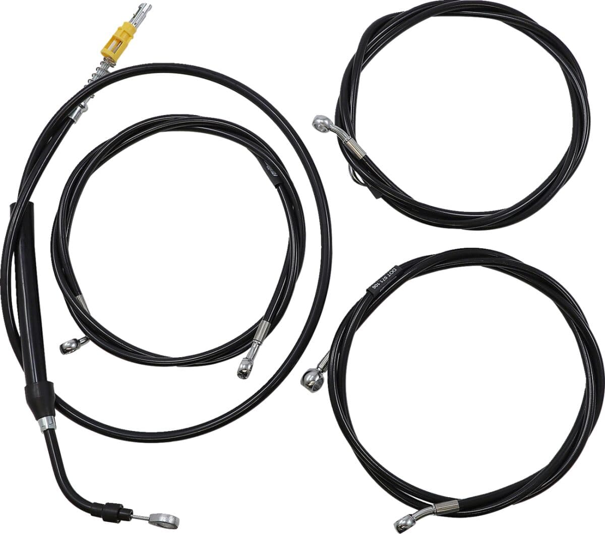 Complete Black Vinyl Braided Handlebar Cable/Brake Line Kit